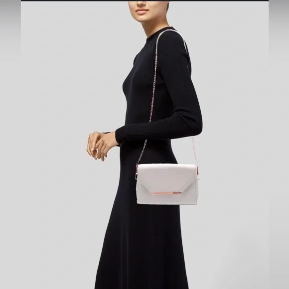 slim fit dress slacks High Neck Knit & Faux Leather Midi Dress | Allmie